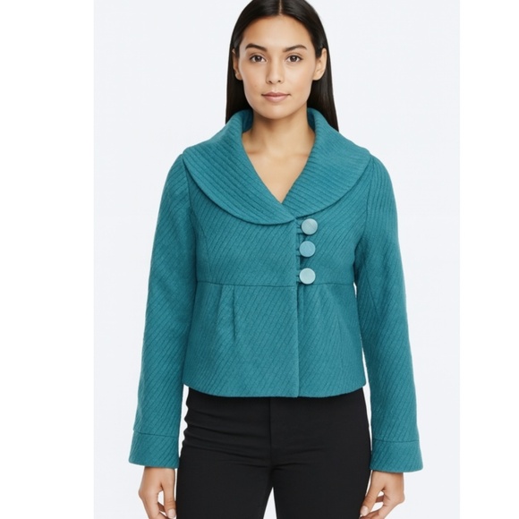 Mossimo Short Waisted Shawl Neck Teal Peacoat Size Small - Picture 1 of 8